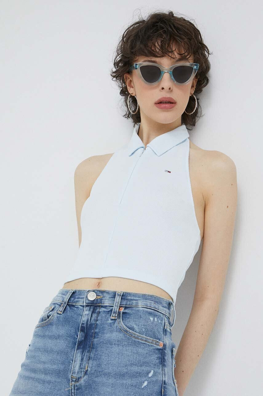 Tommy Jeans Топ дамски в синьо - Pepit.bg