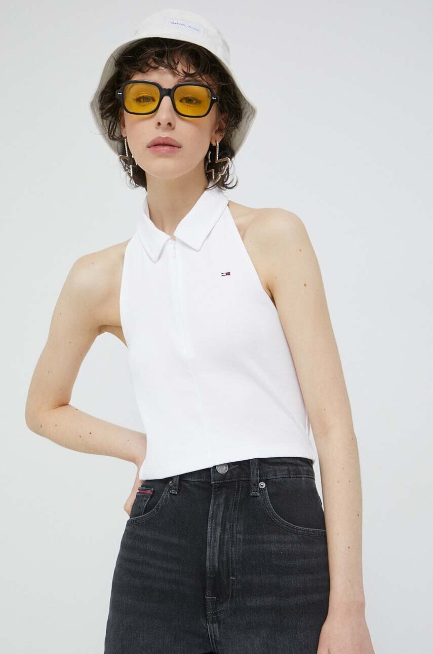 Tommy Jeans Топ дамски в бяло - Pepit.bg
