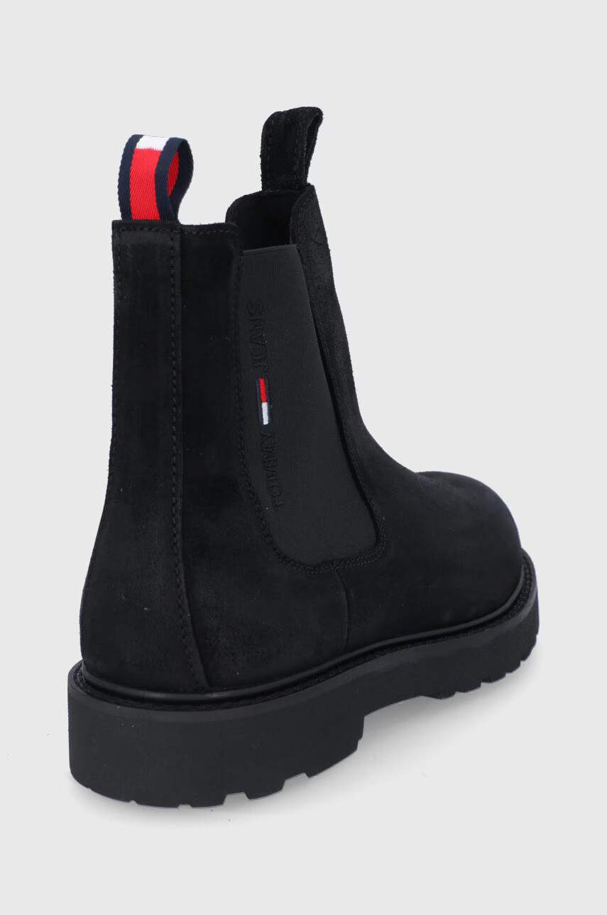 Tommy Jeans Велурени боти челси мъжки в черно - Pepit.bg