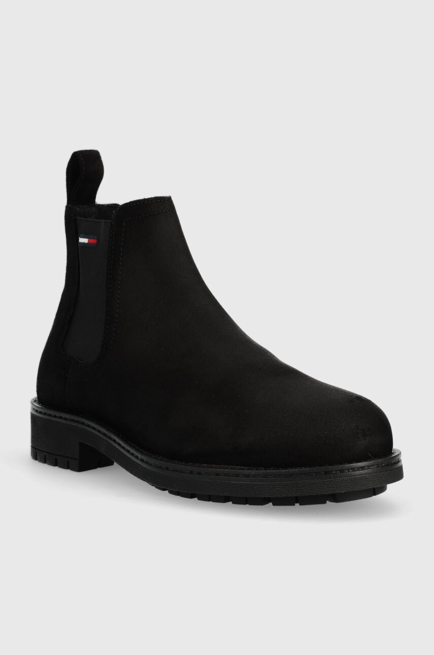 Tommy Jeans Велурени боти челси Classic Chelsea Boot в черно - Pepit.bg