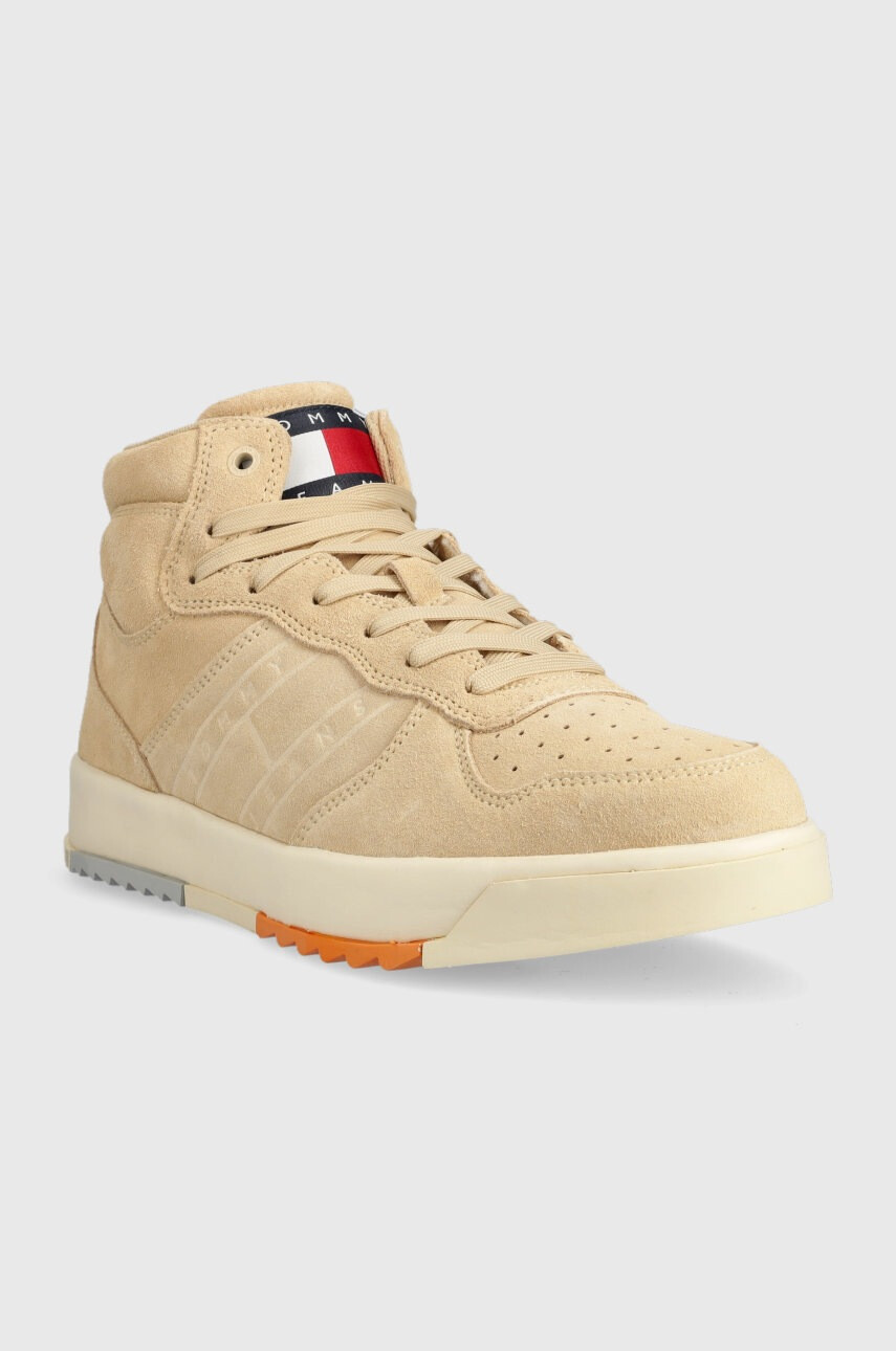 Tommy Jeans Велурени маратонки Suede Basket Midcut в бежово - Pepit.bg