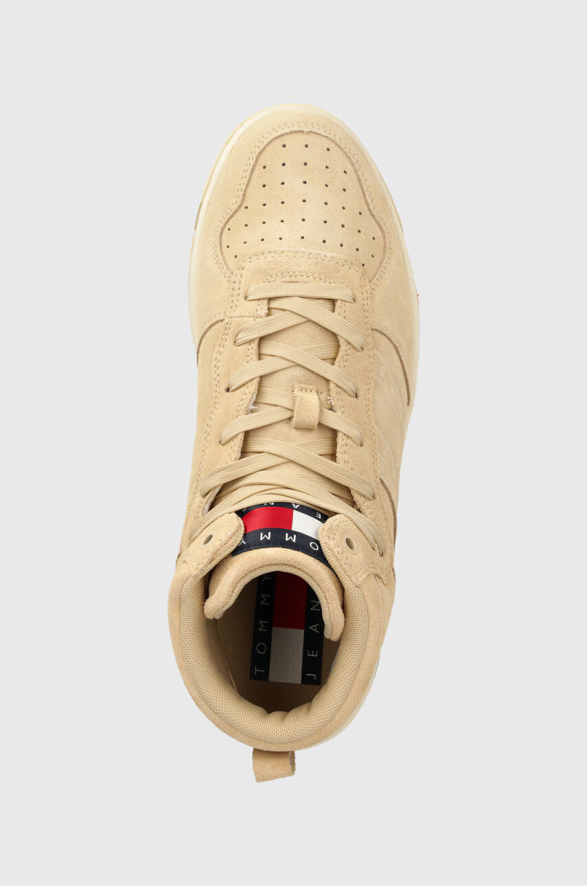 Tommy Jeans Велурени маратонки Suede Basket Midcut в бежово - Pepit.bg