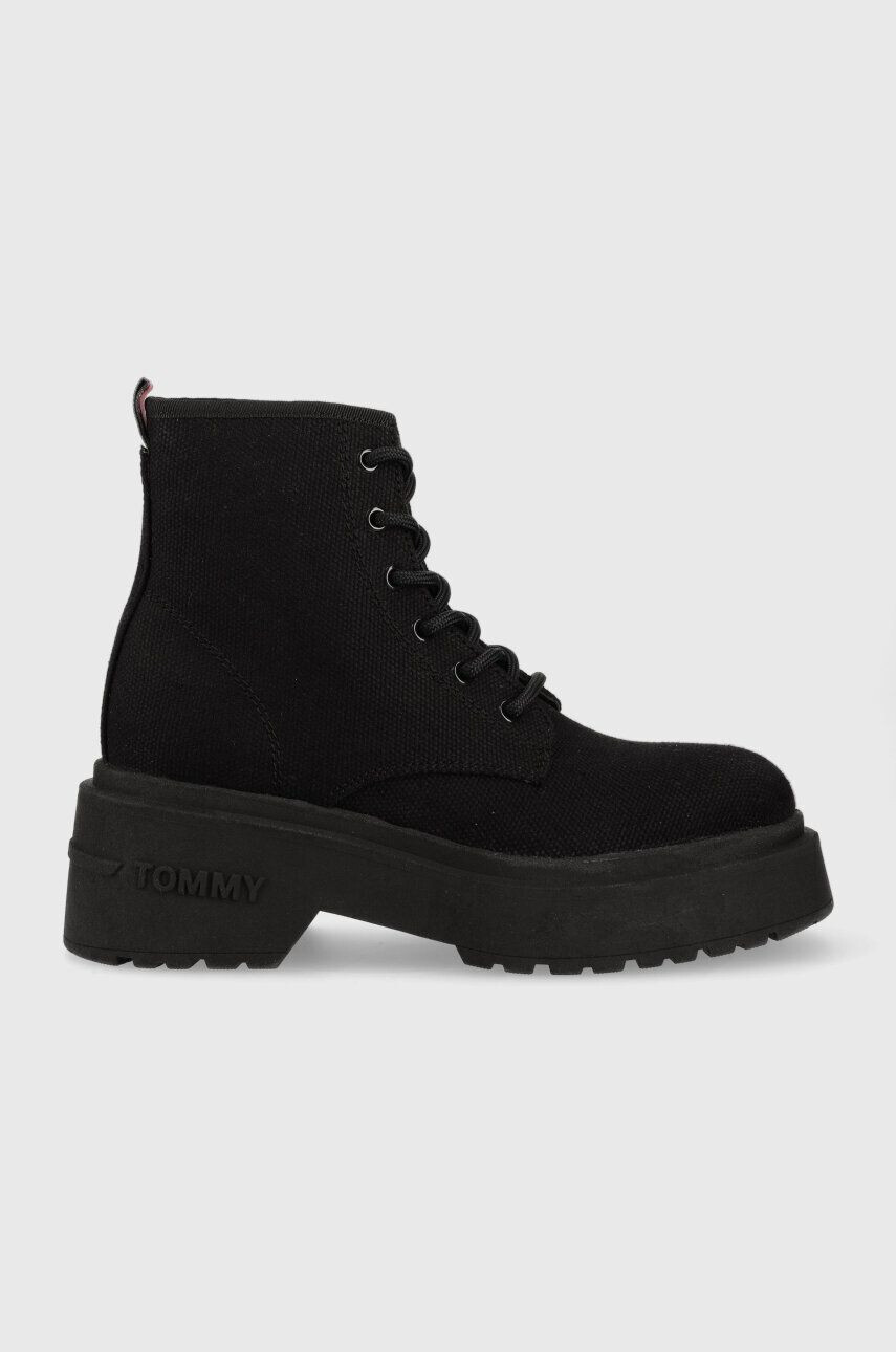 Tommy Jeans Боти LACE UP FESTIV BOOTS дамски в черно EN0EN02133 - Pepit.bg