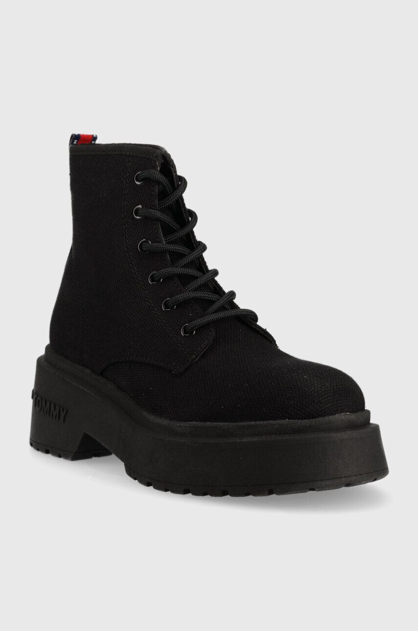 Tommy Jeans Боти LACE UP FESTIV BOOTS дамски в черно EN0EN02133 - Pepit.bg