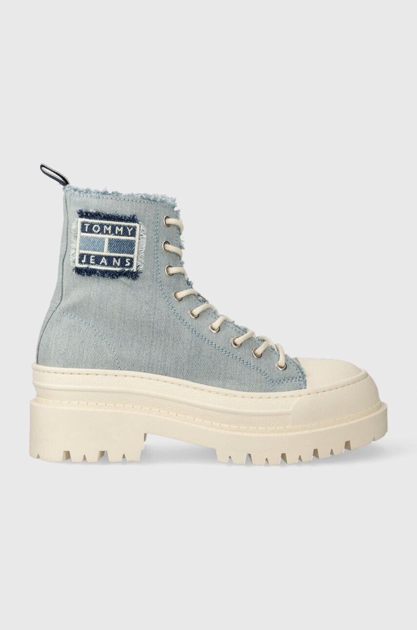 Tommy Jeans Високи кецове TJW FOXING DENIM BOOT в синьо EN0EN02348 - Pepit.bg