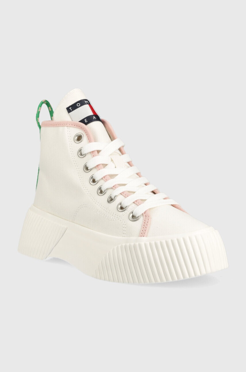 Tommy Jeans Високи кецове VULC PLAT. CANVAS MC в бяло EN0EN02091 - Pepit.bg