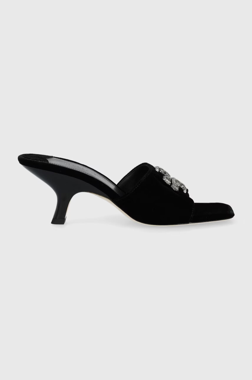 Tory Burch Чехли Eleanor Pave в черно с нисък ток - Pepit.bg