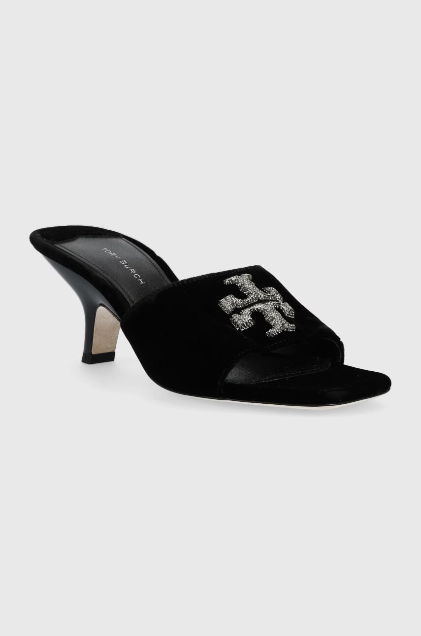Tory Burch Чехли Eleanor Pave в черно с нисък ток - Pepit.bg