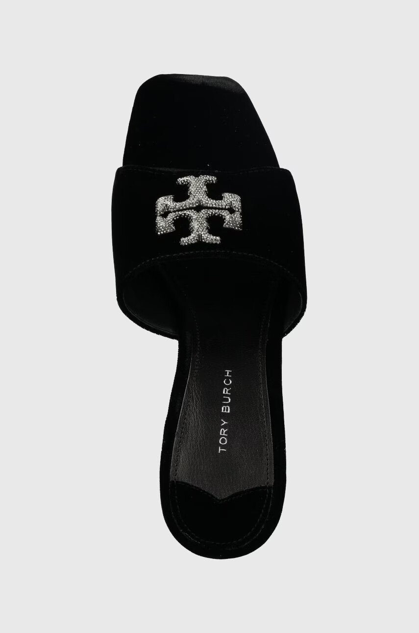 Tory Burch Чехли Eleanor Pave в черно с нисък ток - Pepit.bg