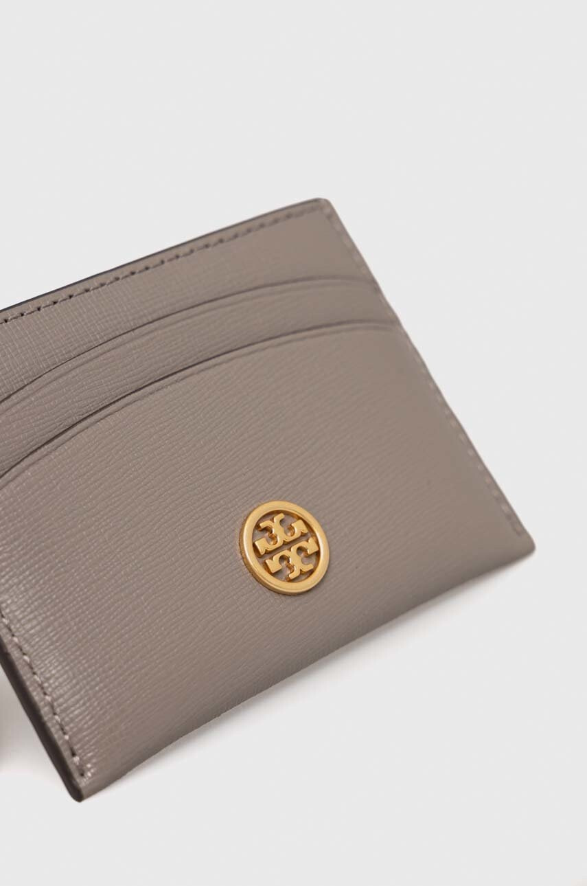 Tory Burch Кожен калъф за карти дамски в сиво - Pepit.bg