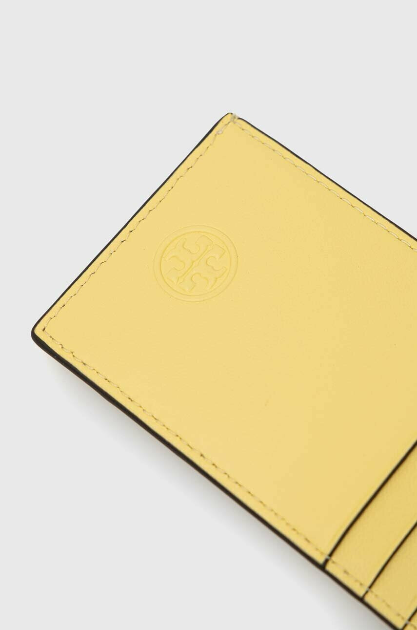 Tory Burch Кожен калъф за карти в жълто - Pepit.bg