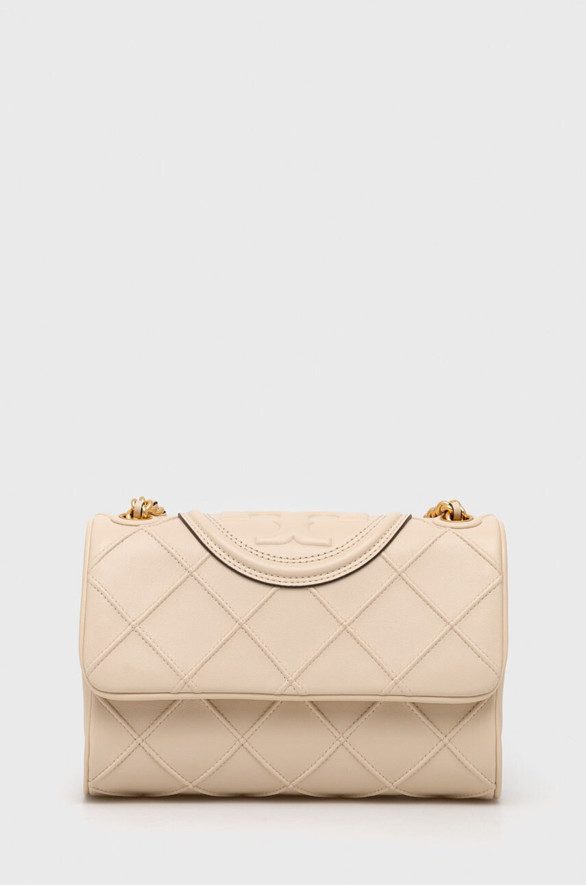 Tory Burch Кожена чанта в бежово - Pepit.bg
