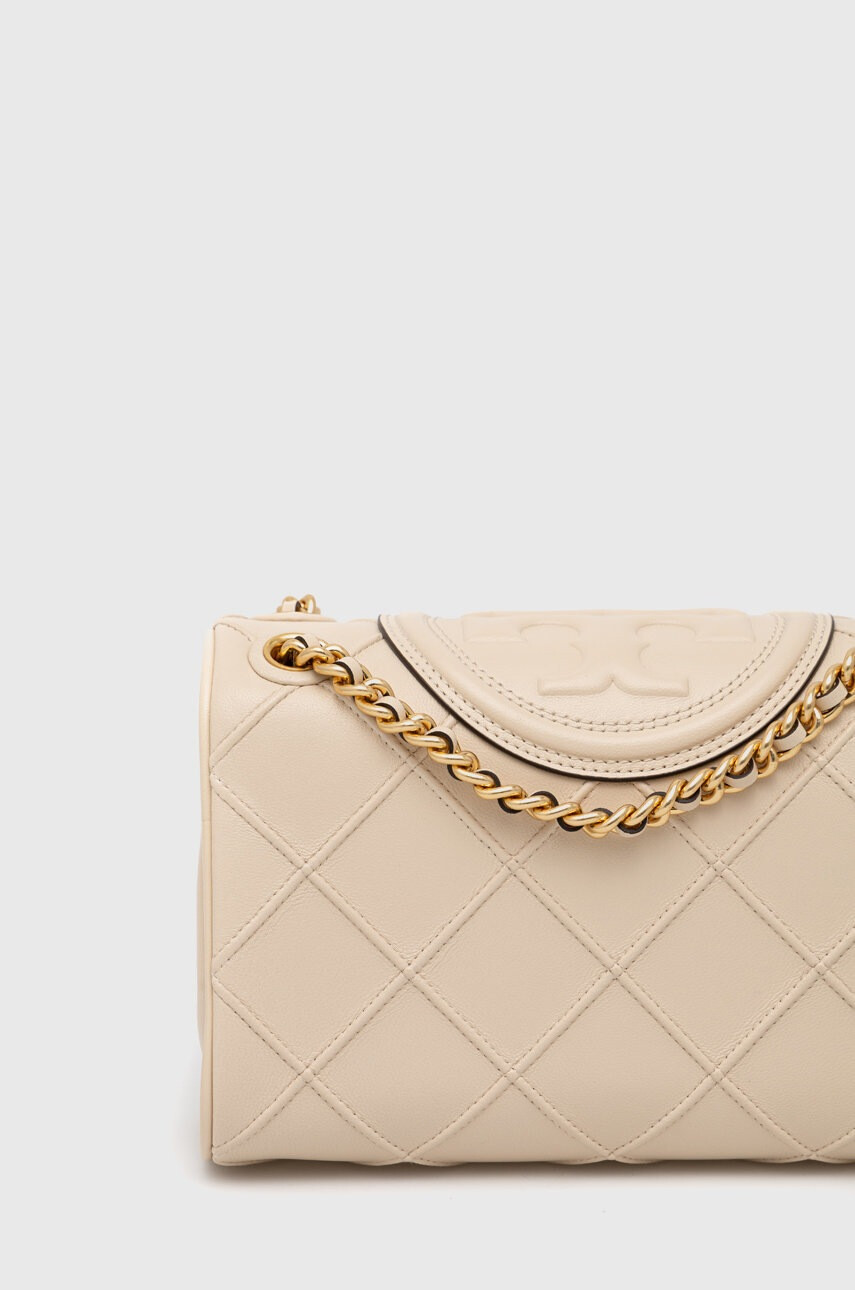 Tory Burch Кожена чанта в бежово - Pepit.bg