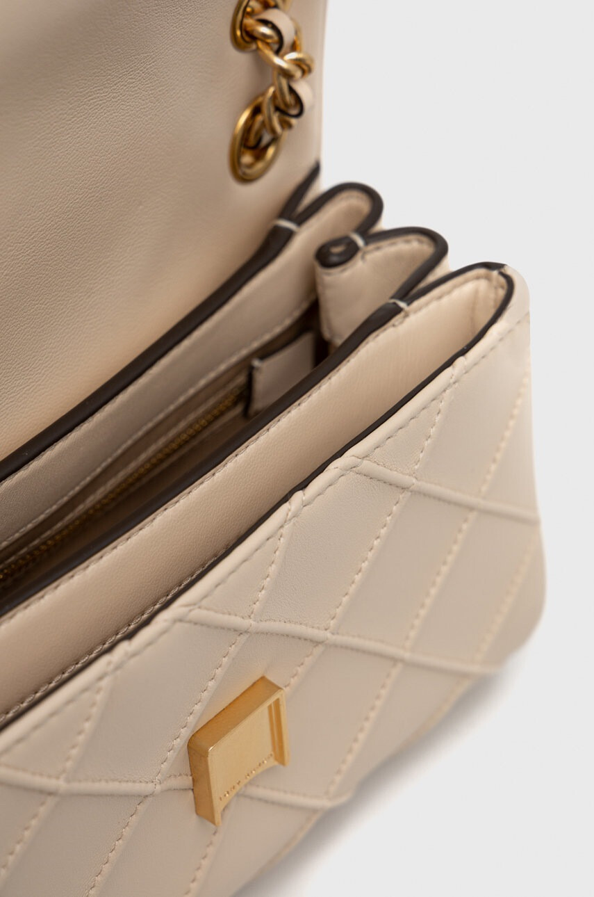 Tory Burch Кожена чанта в бежово - Pepit.bg