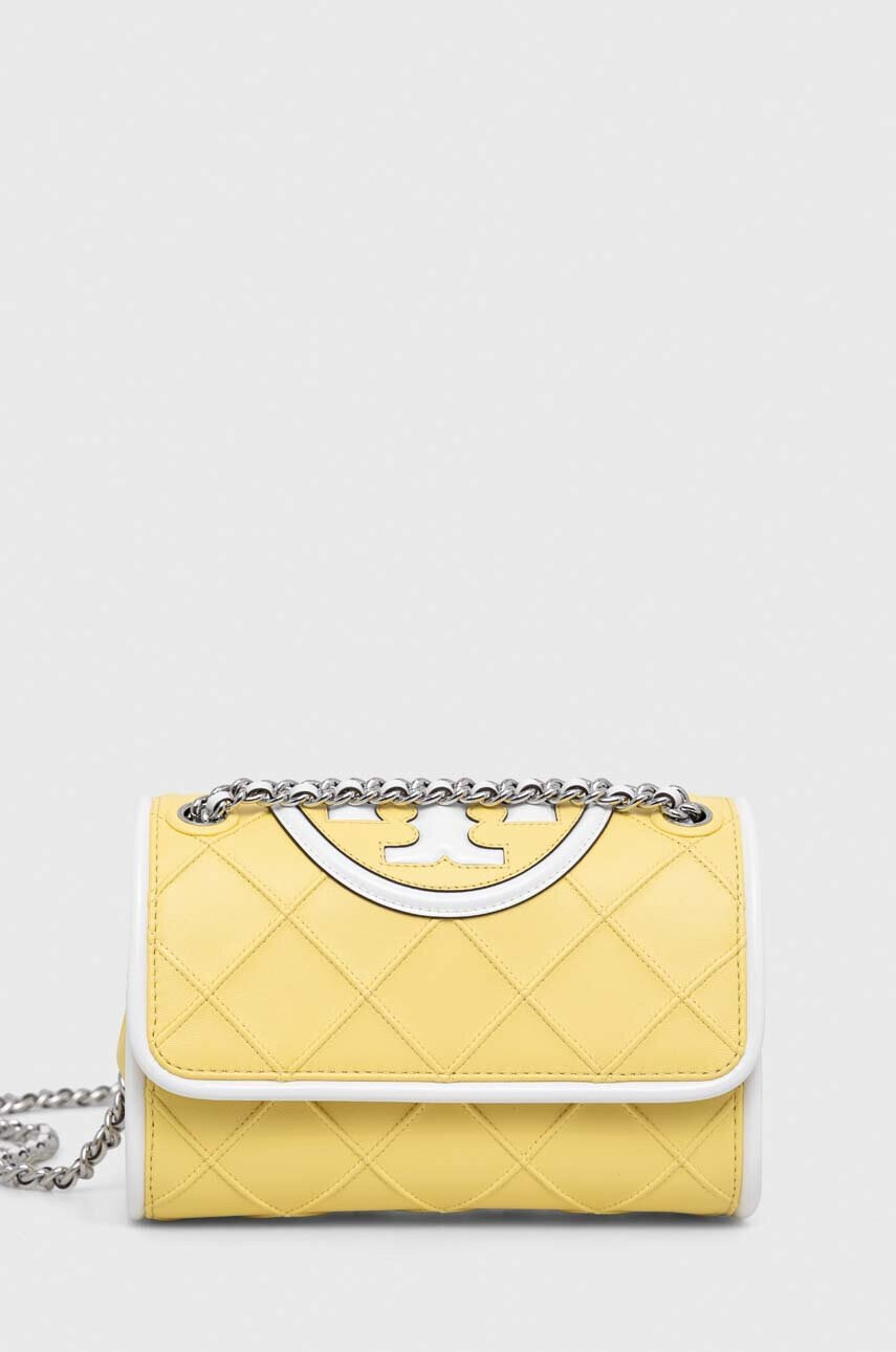 Tory Burch Кожена чанта в жълто - Pepit.bg