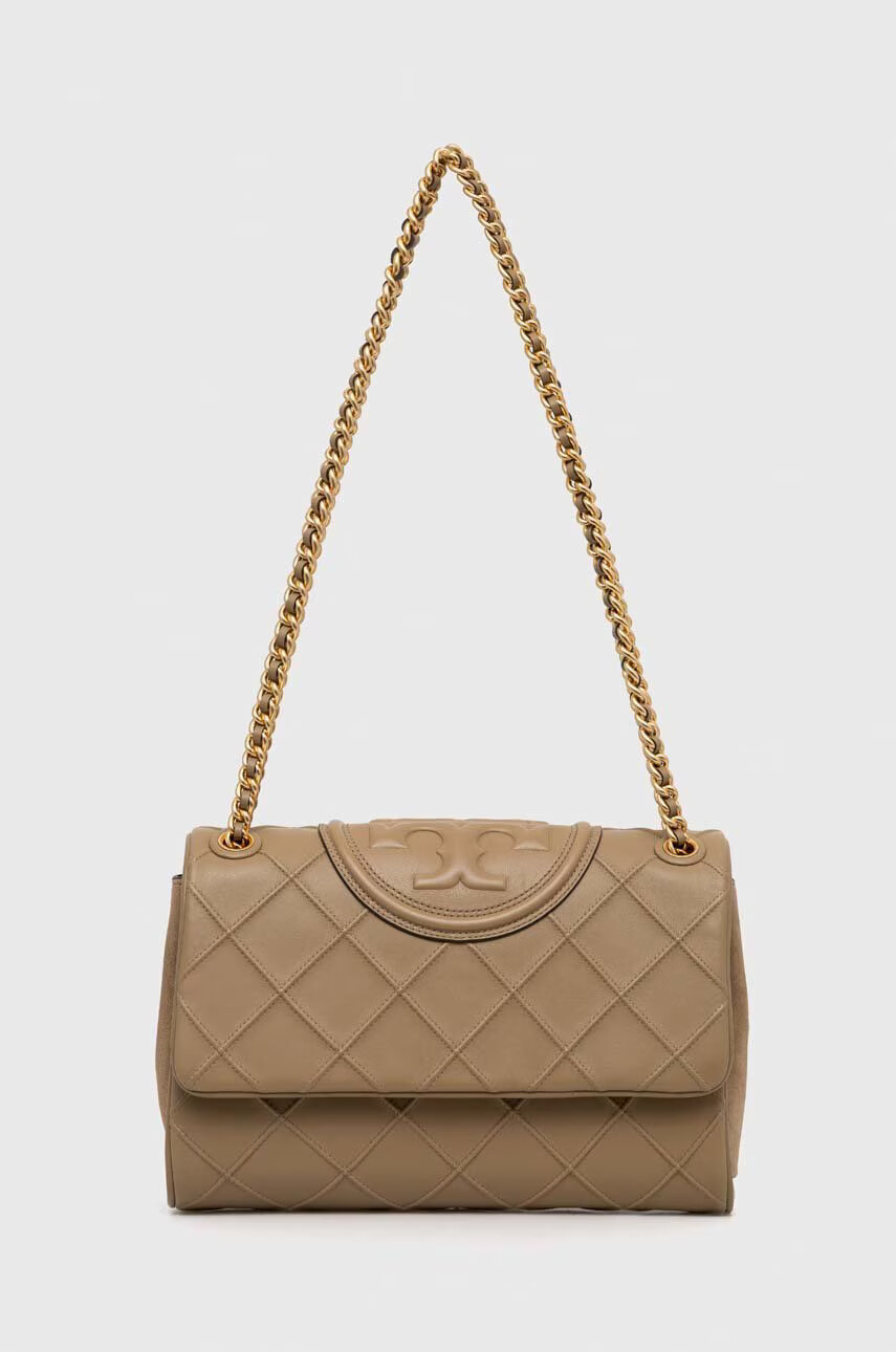Tory Burch Кожена чанта в бежово - Pepit.bg