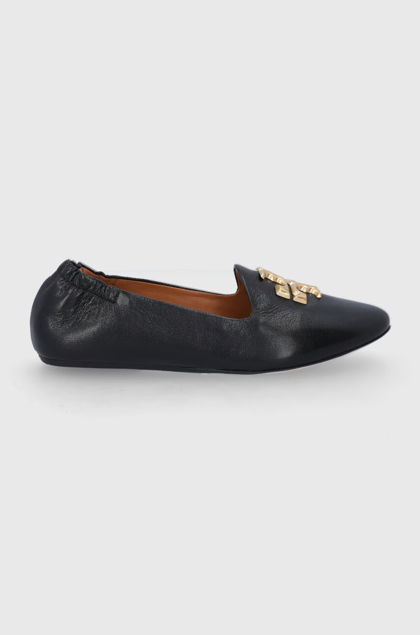 Tory Burch Кожени балеринки Eleanor Loafer дамски в черно - Pepit.bg