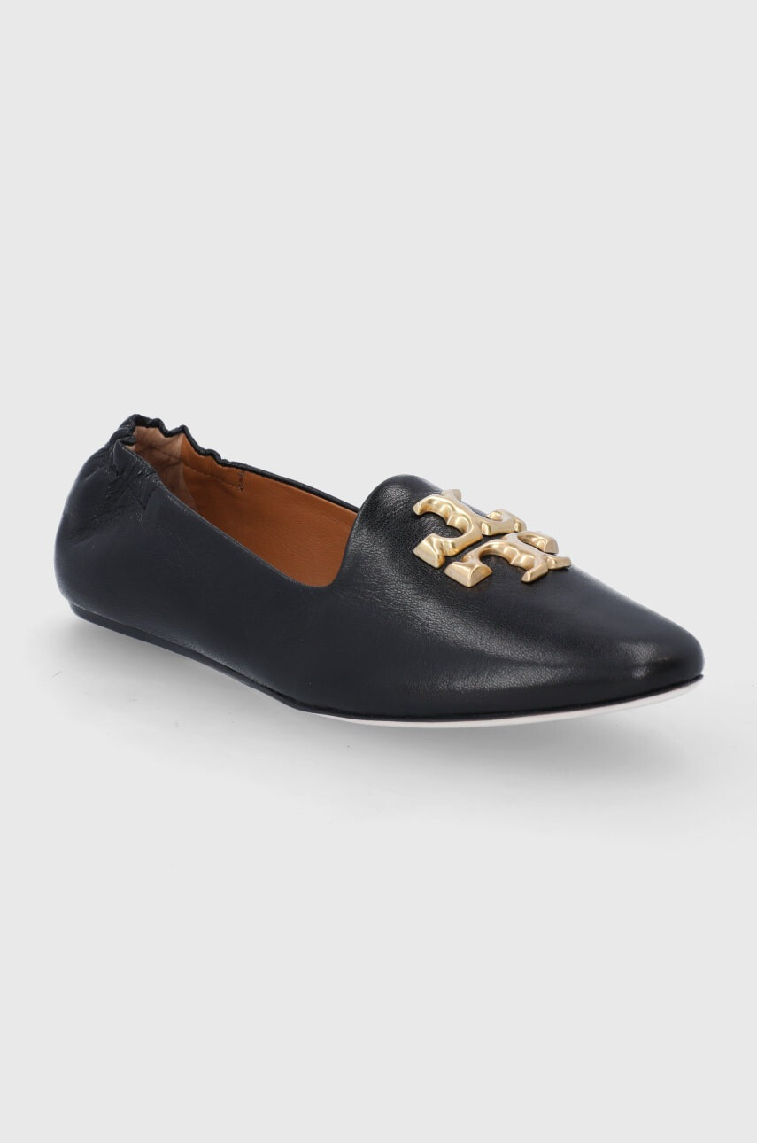 Tory Burch Кожени балеринки Eleanor Loafer дамски в черно - Pepit.bg