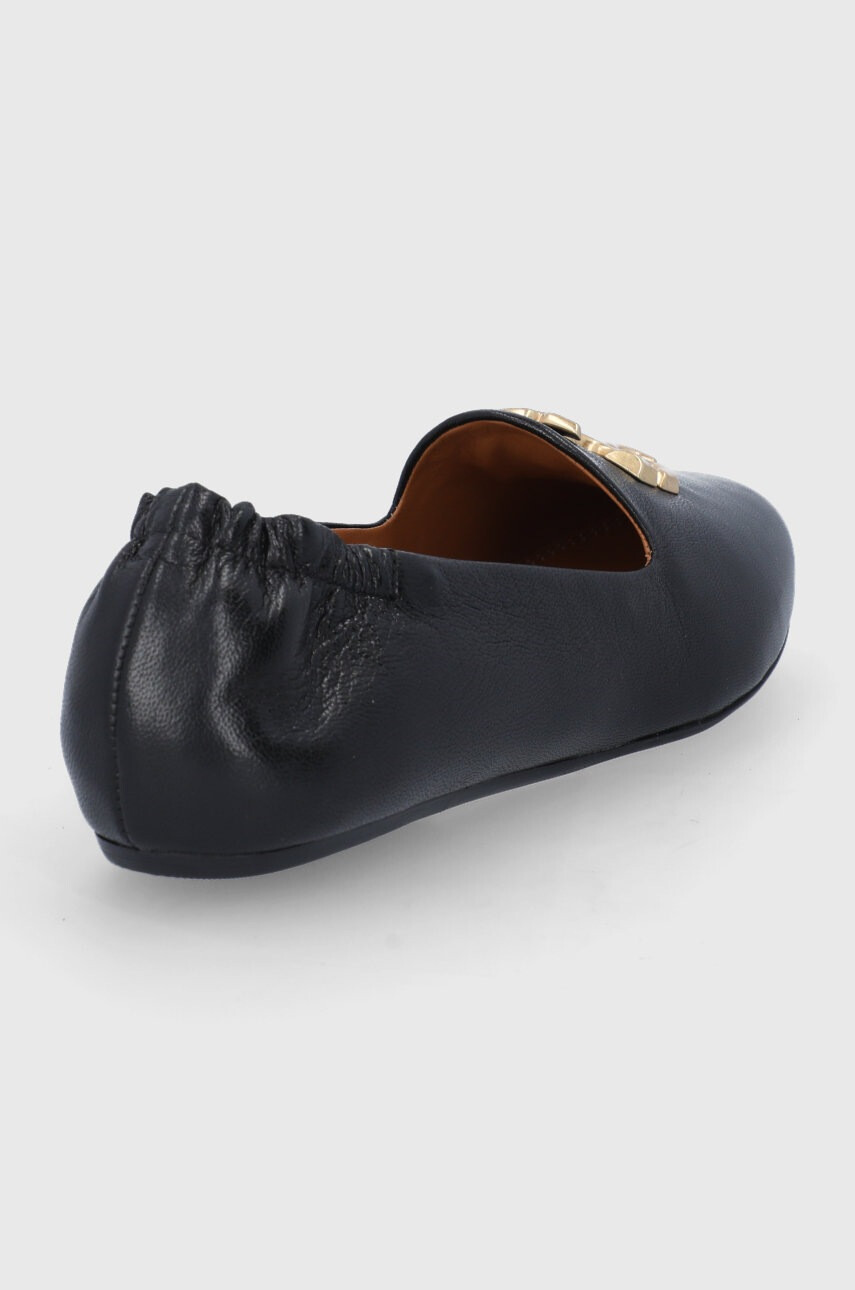 Tory Burch Кожени балеринки Eleanor Loafer дамски в черно - Pepit.bg