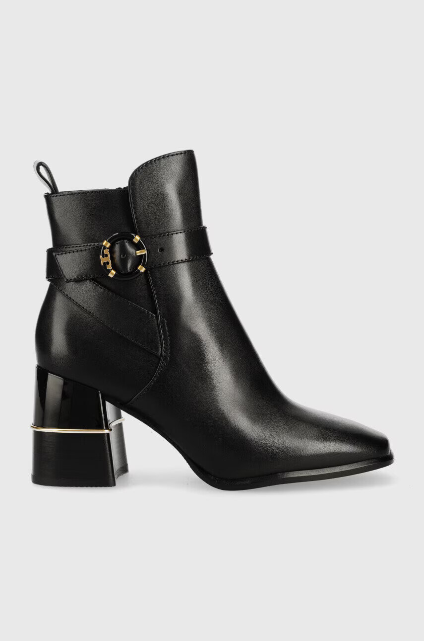 Tory Burch Кожени боти Multi Logo в черно с висок ток 143326 - Pepit.bg