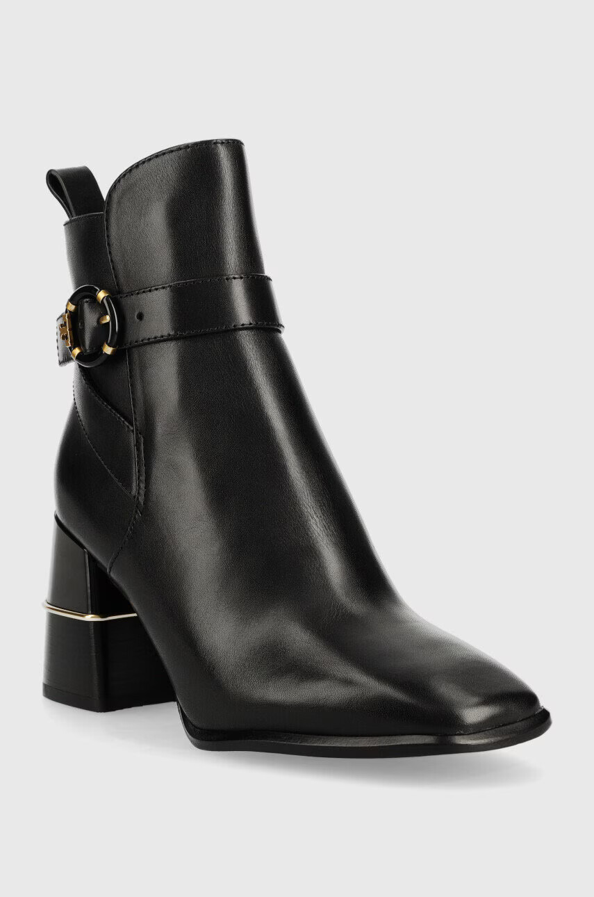 Tory Burch Кожени боти Multi Logo в черно с висок ток 143326 - Pepit.bg