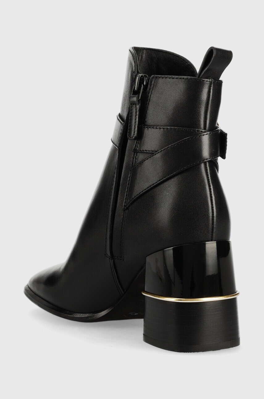 Tory Burch Кожени боти Multi Logo в черно с висок ток 143326 - Pepit.bg
