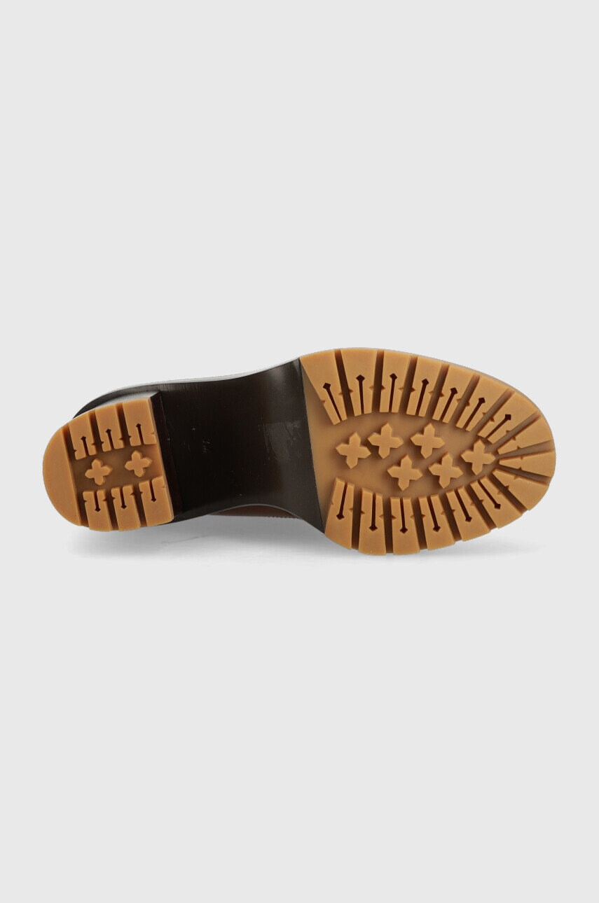 Tory Burch Кожени боти Miller в кафяво с висок ток - Pepit.bg