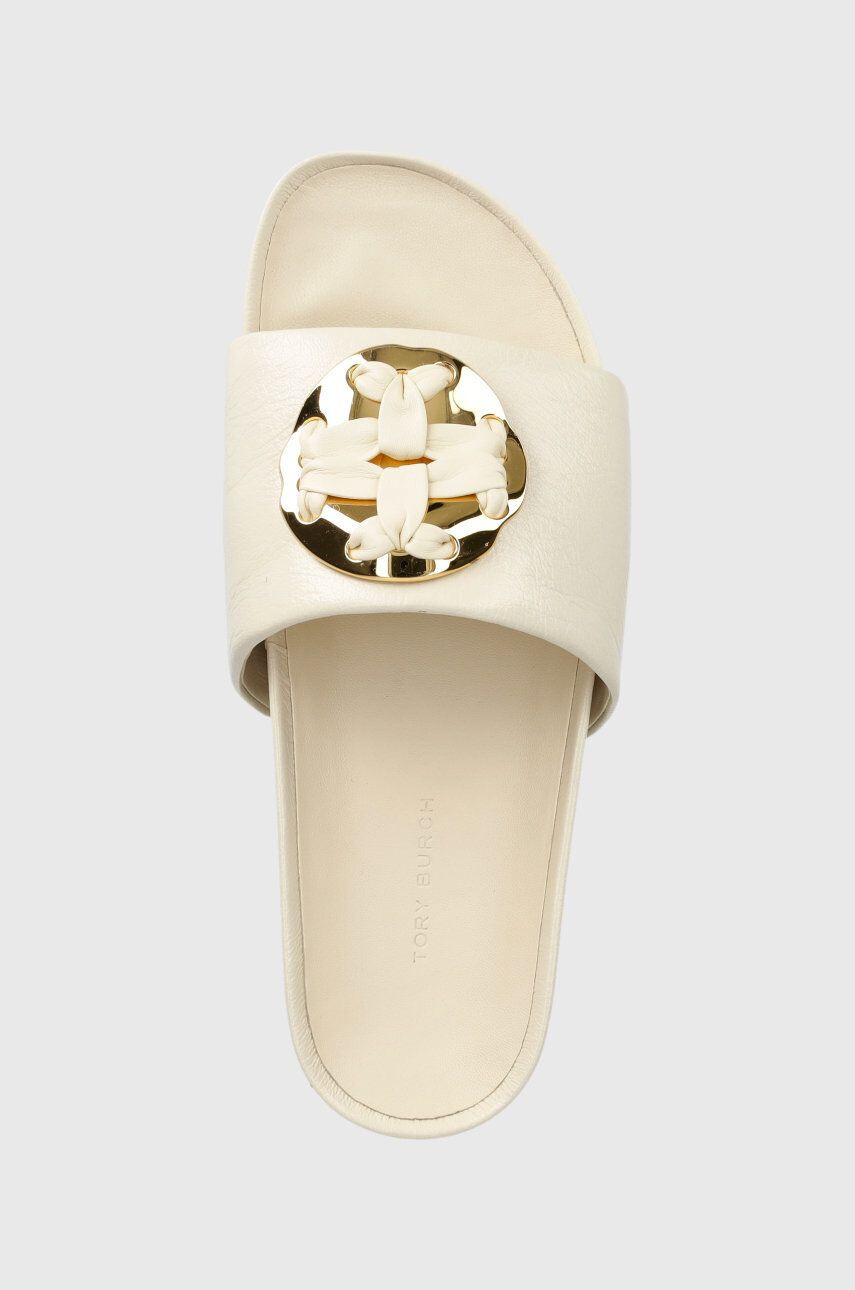 Tory Burch Кожени чехли Woven в бежово с платформа 144147-250 - Pepit.bg