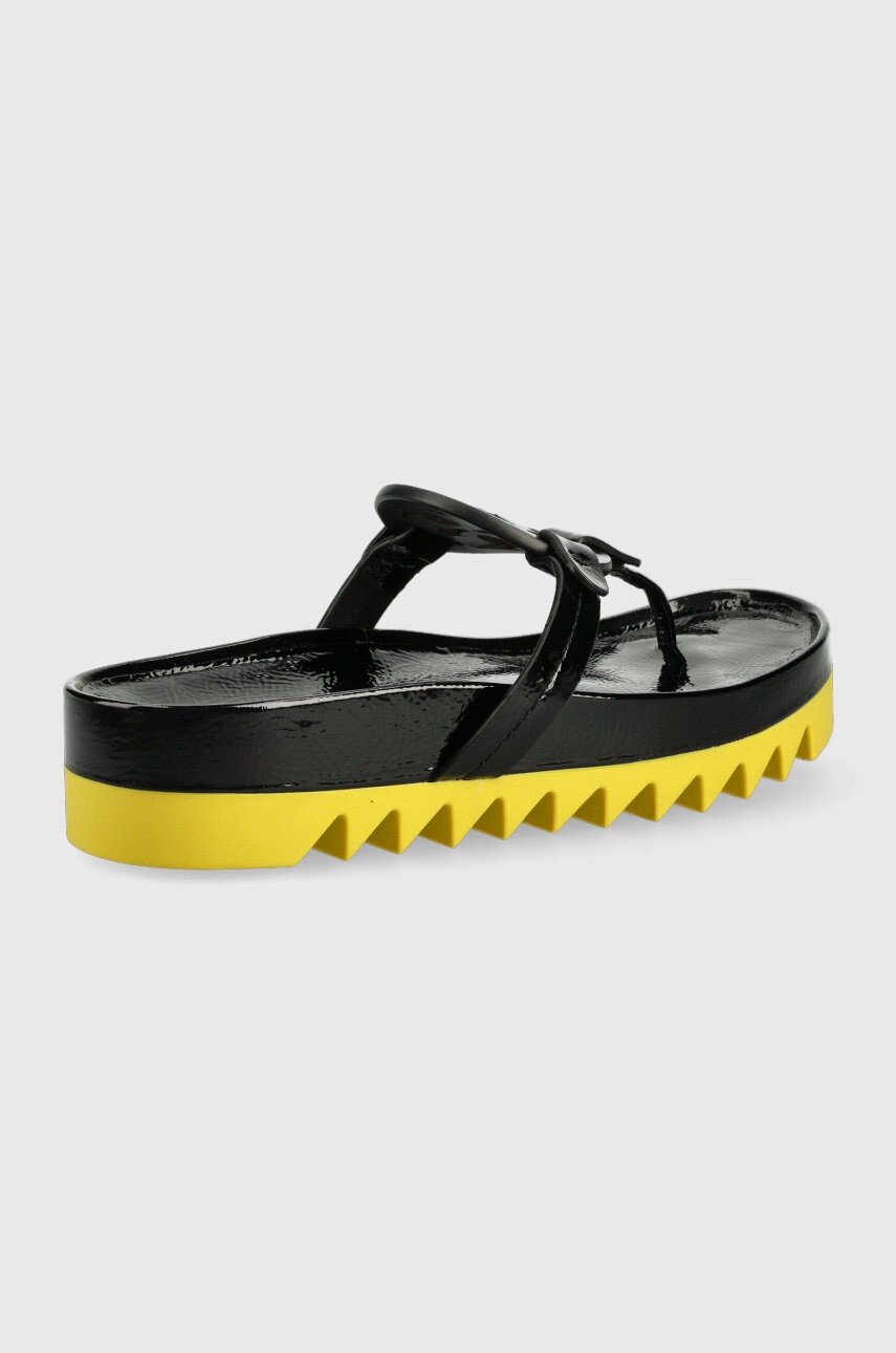 Tory Burch Кожени джапанки в черно с платформа - Pepit.bg