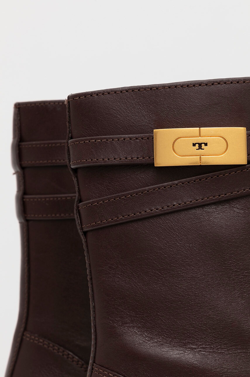Tory Burch Кожени кубинки дамски в бордо с равна подметка - Pepit.bg