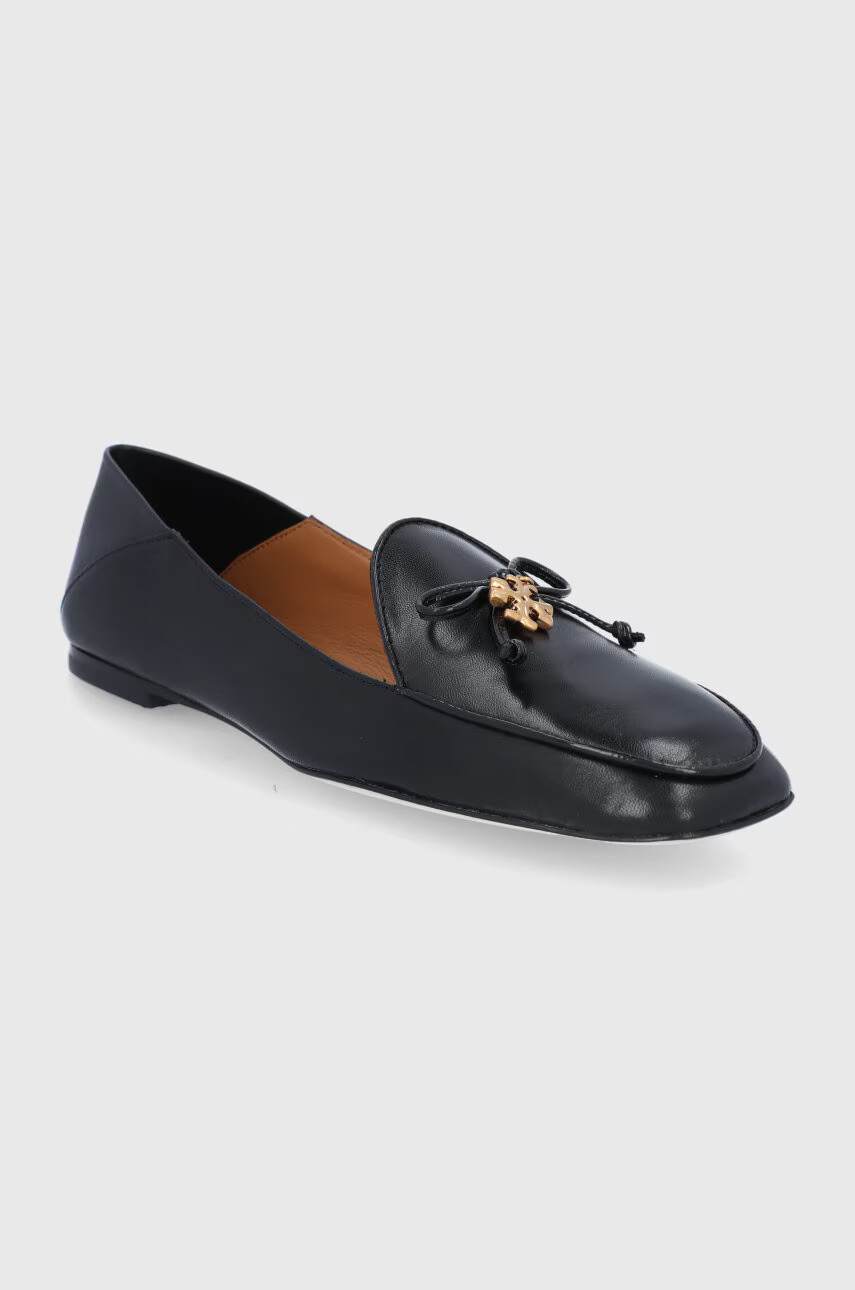 Tory Burch Кожени мокасини дамски в черно с равна подметка - Pepit.bg