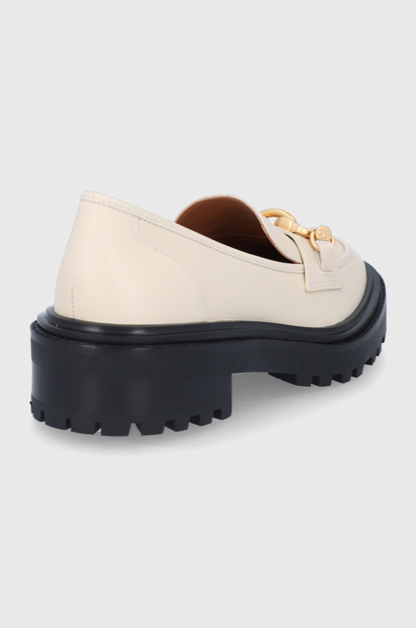 Tory Burch Кожени мокасини дамски в кремаво с платформа - Pepit.bg