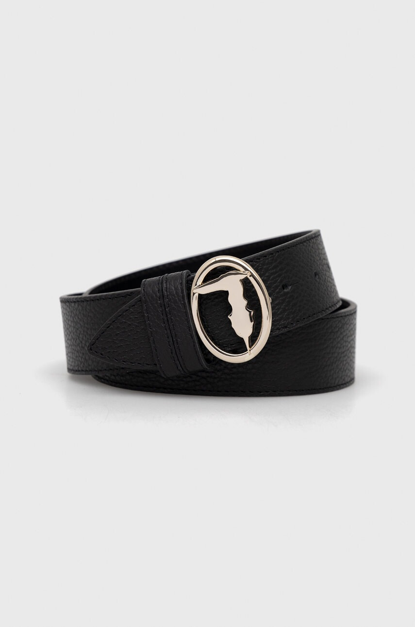 Trussardi Кожен колан дамски в черно - Pepit.bg