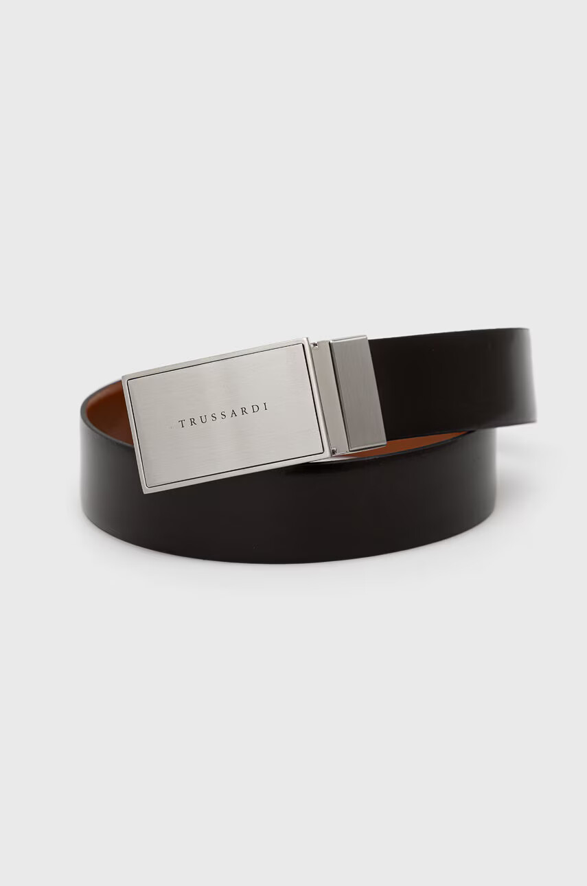Trussardi Кожен колан с две лица мъжки в кафяво - Pepit.bg