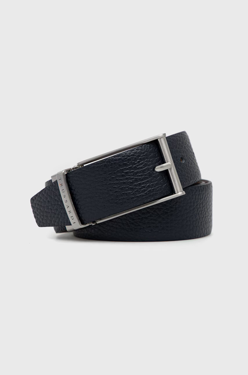 Trussardi Кожен колан с две лица мъжки в тъмносиньо - Pepit.bg