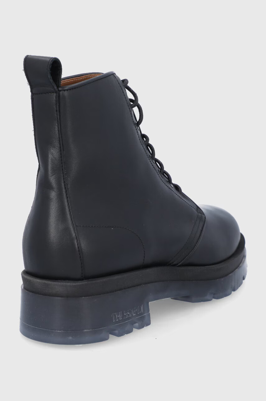 Trussardi Кожени кубинки мъжки в черно - Pepit.bg