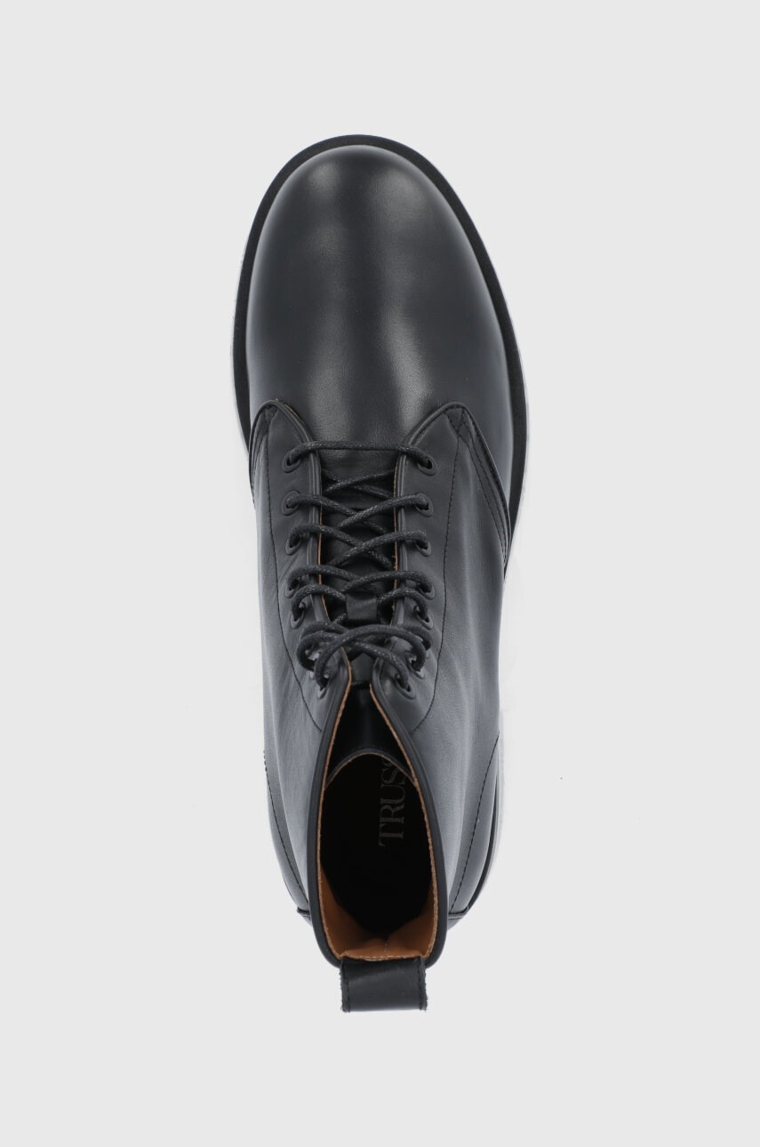 Trussardi Кожени кубинки мъжки в черно - Pepit.bg