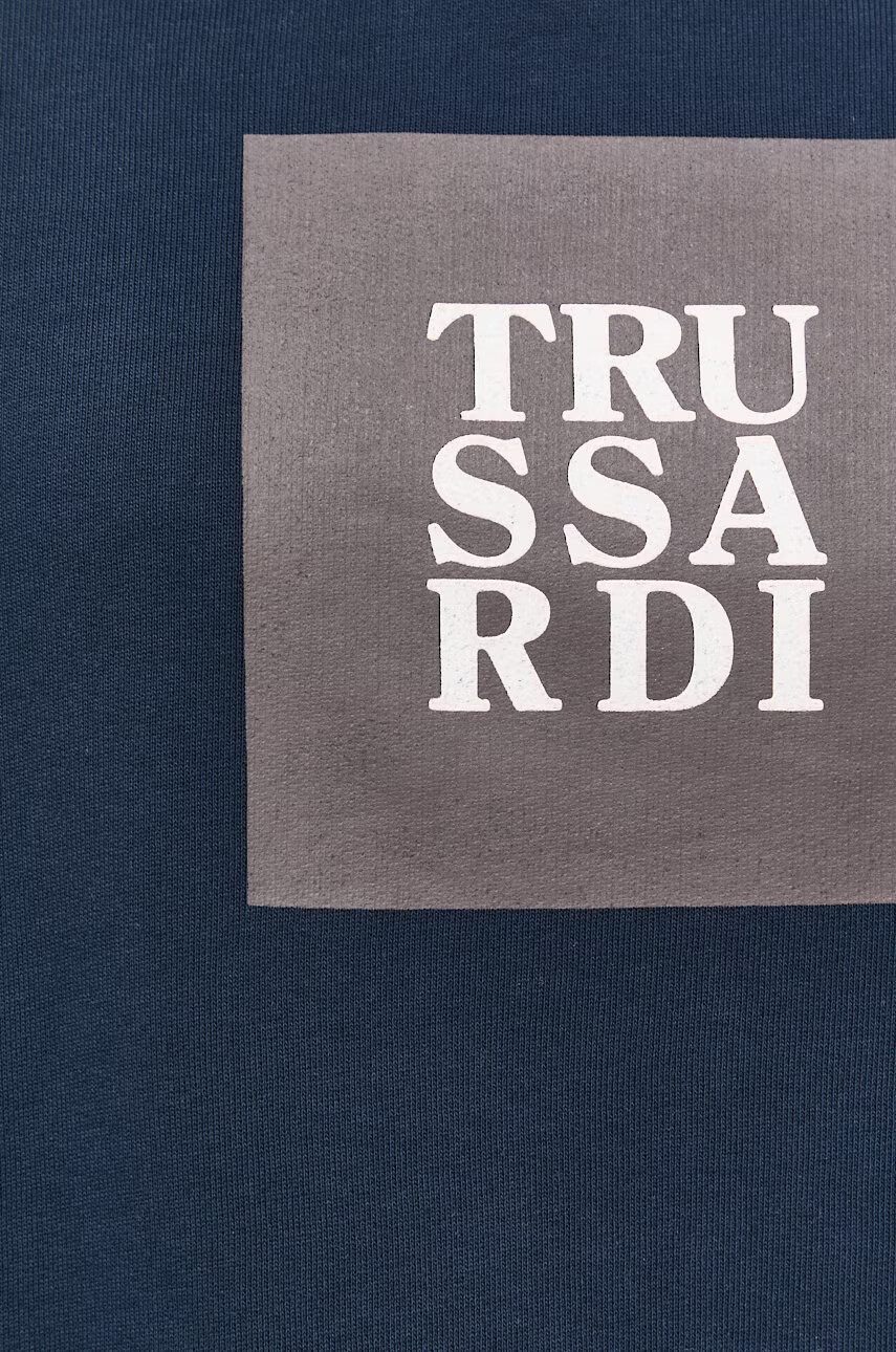 Trussardi Памучен суичър в тъмносиньо с качулка с принт - Pepit.bg