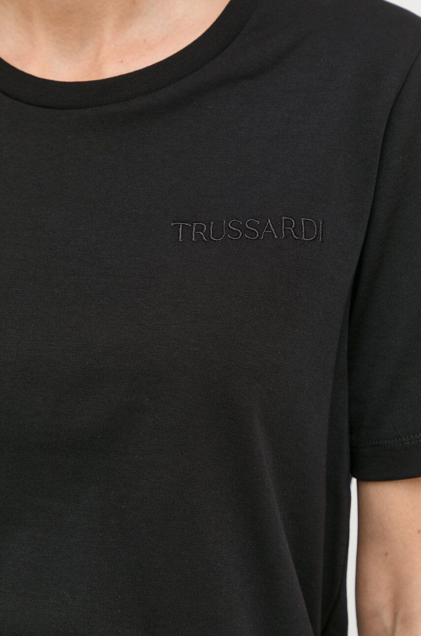 Trussardi Памучна тениска в черно - Pepit.bg