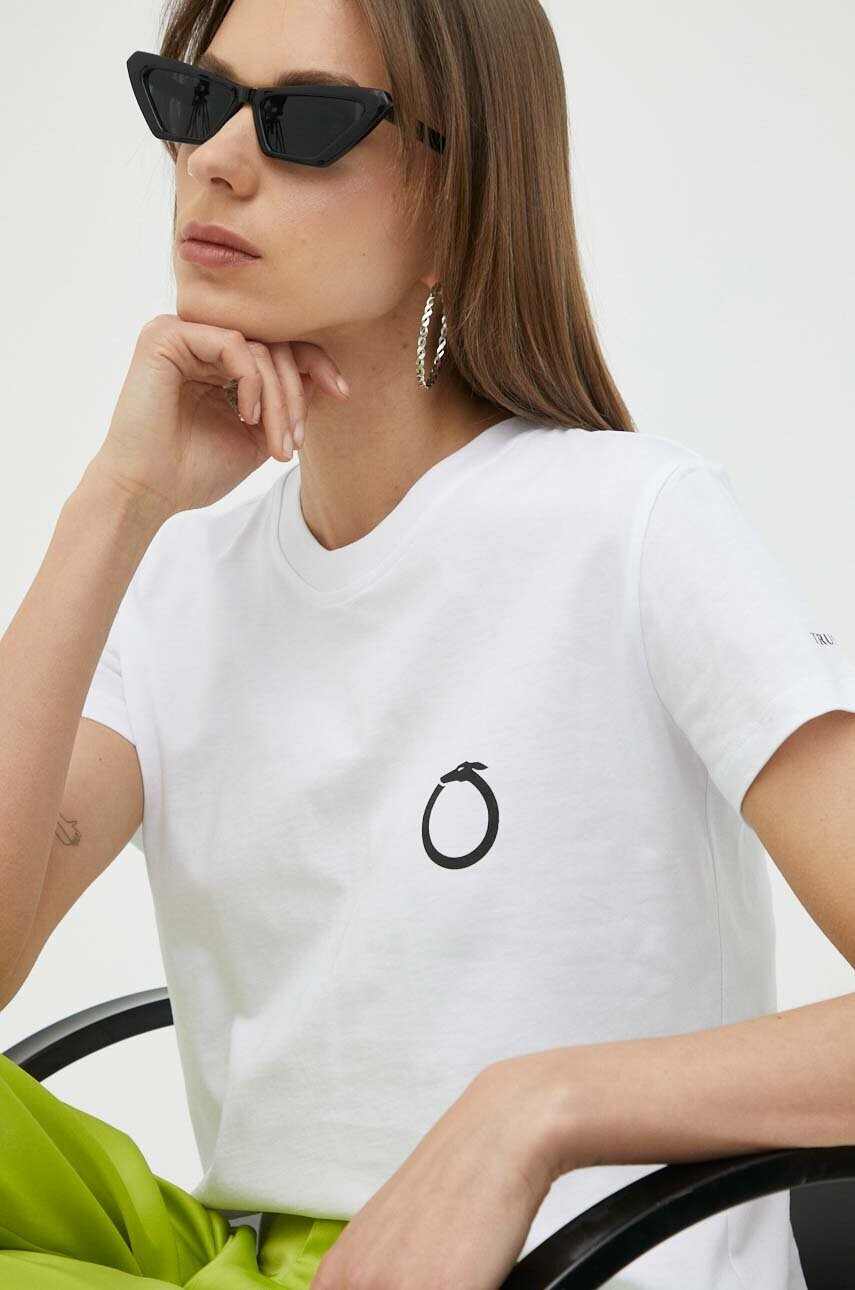 Trussardi Памучна тениска в бяло - Pepit.bg