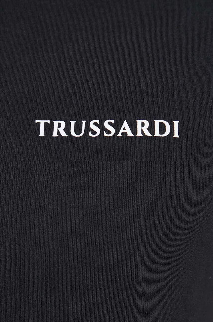 Trussardi Памучна тениска в черно с принт - Pepit.bg