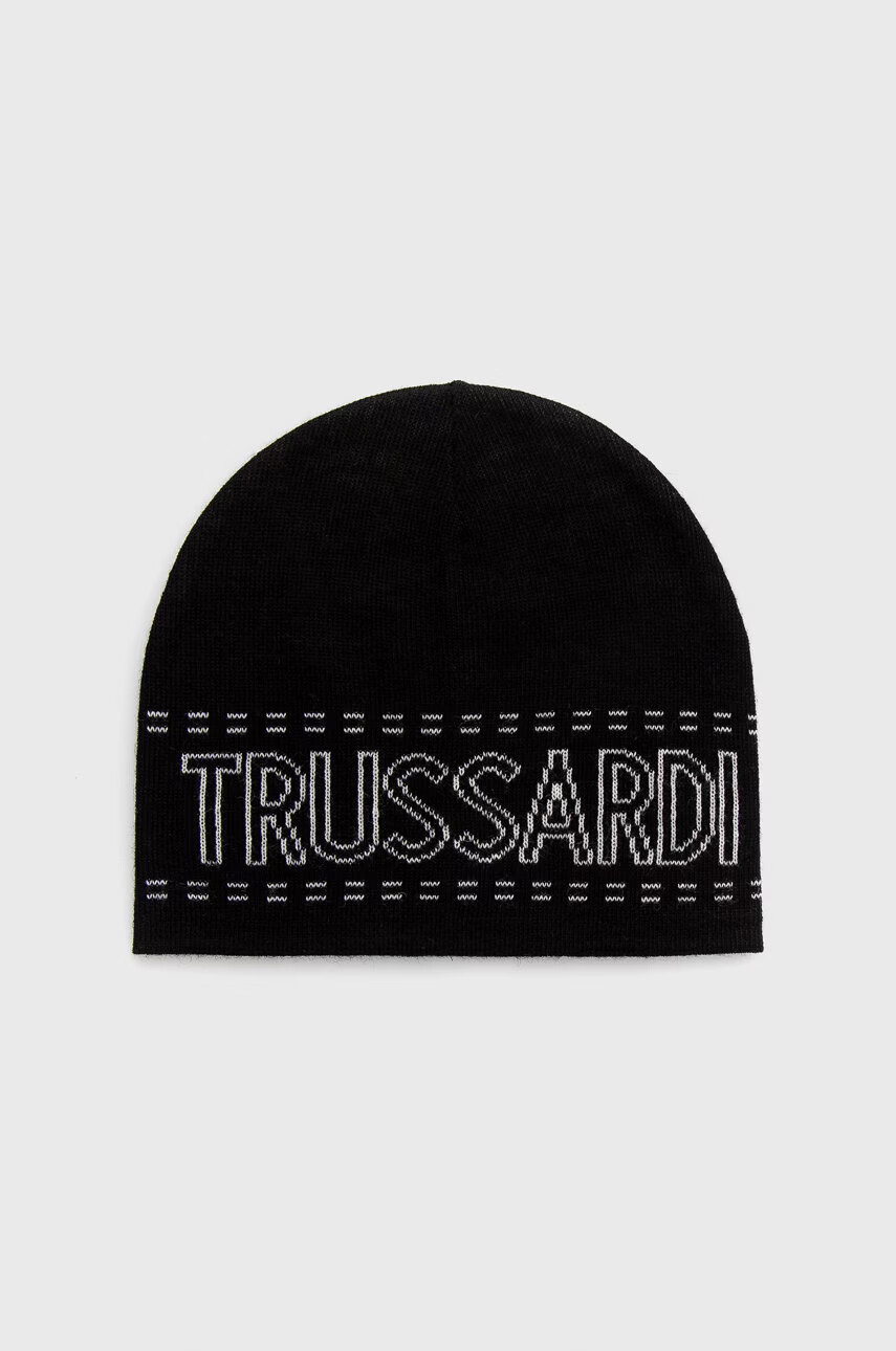 Trussardi Шапка в черно с фина плетка - Pepit.bg