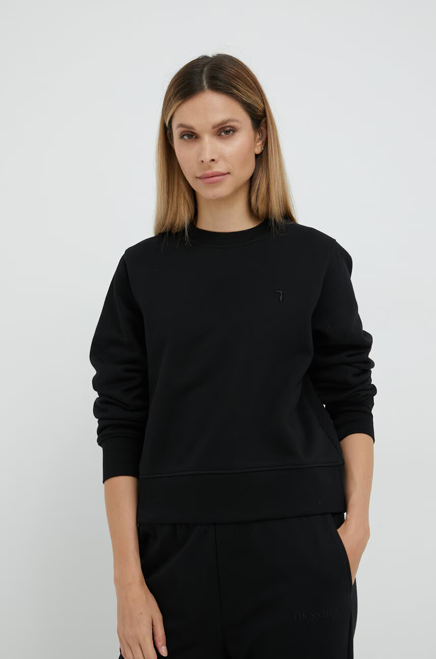 Trussardi Суичър в черно с изчистен дизайн - Pepit.bg