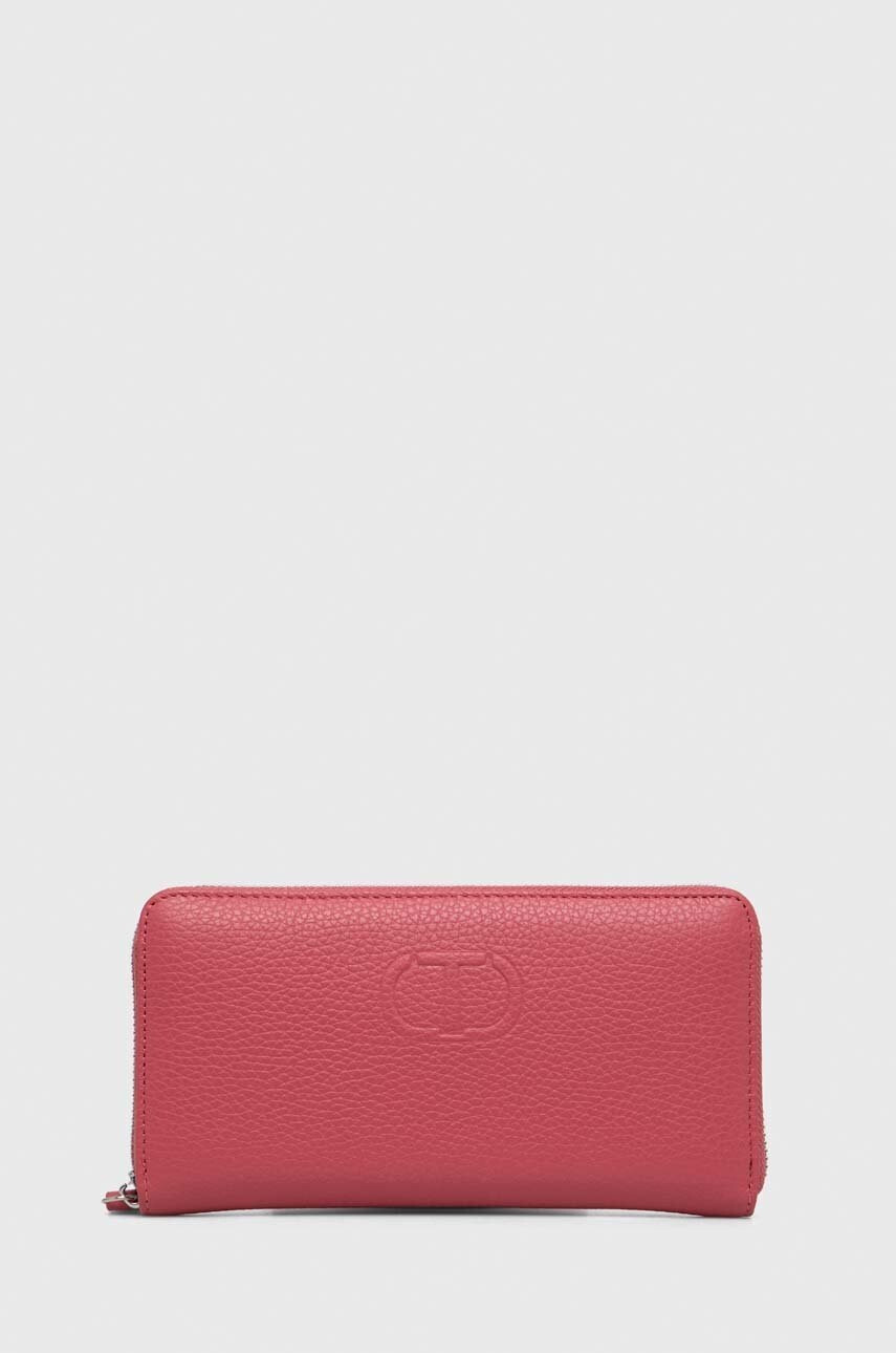Twinset Кожен портфейл дамски в розово - Pepit.bg