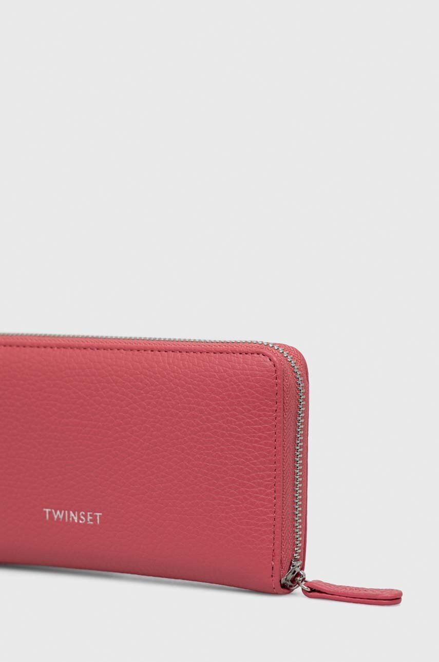 Twinset Кожен портфейл дамски в розово - Pepit.bg
