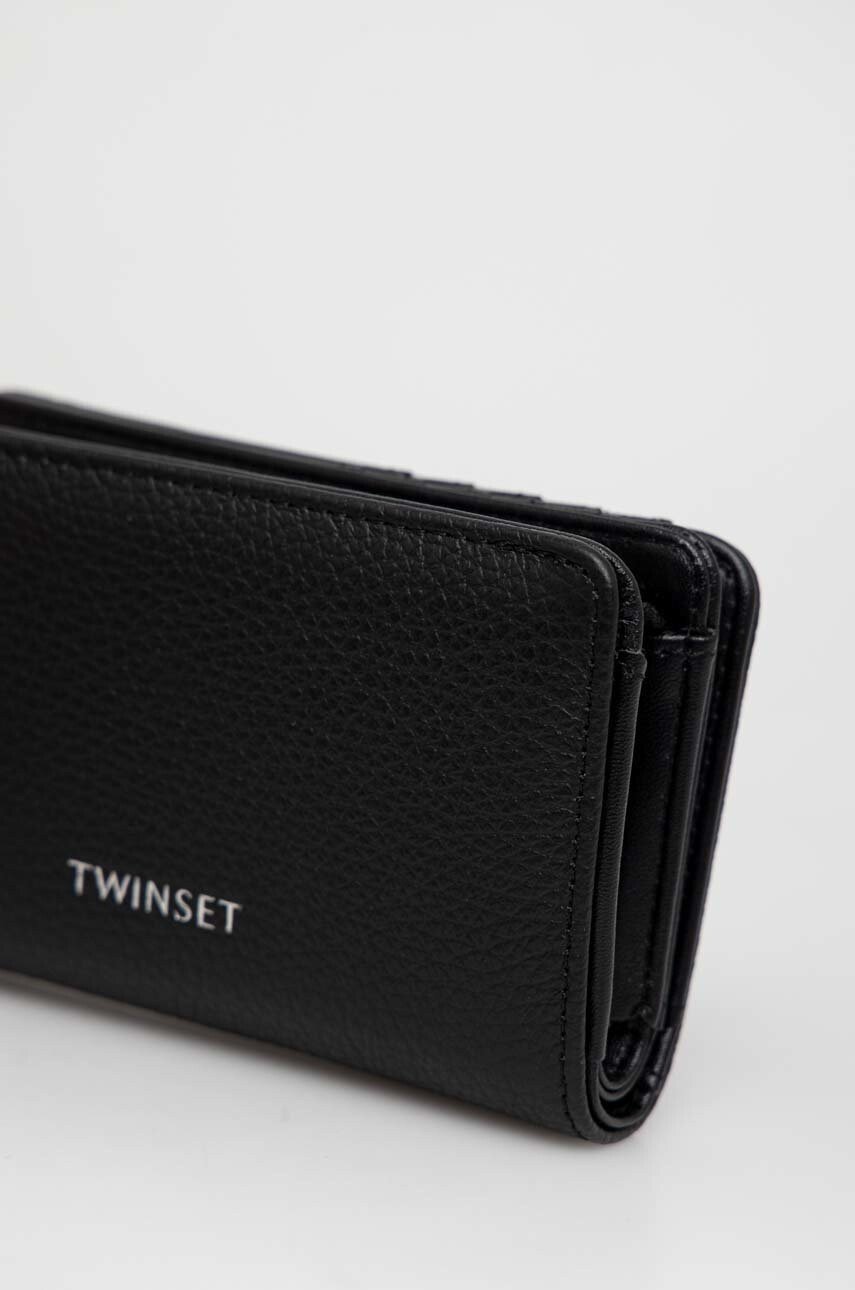 Twinset Кожен портфейл дамски в черно - Pepit.bg