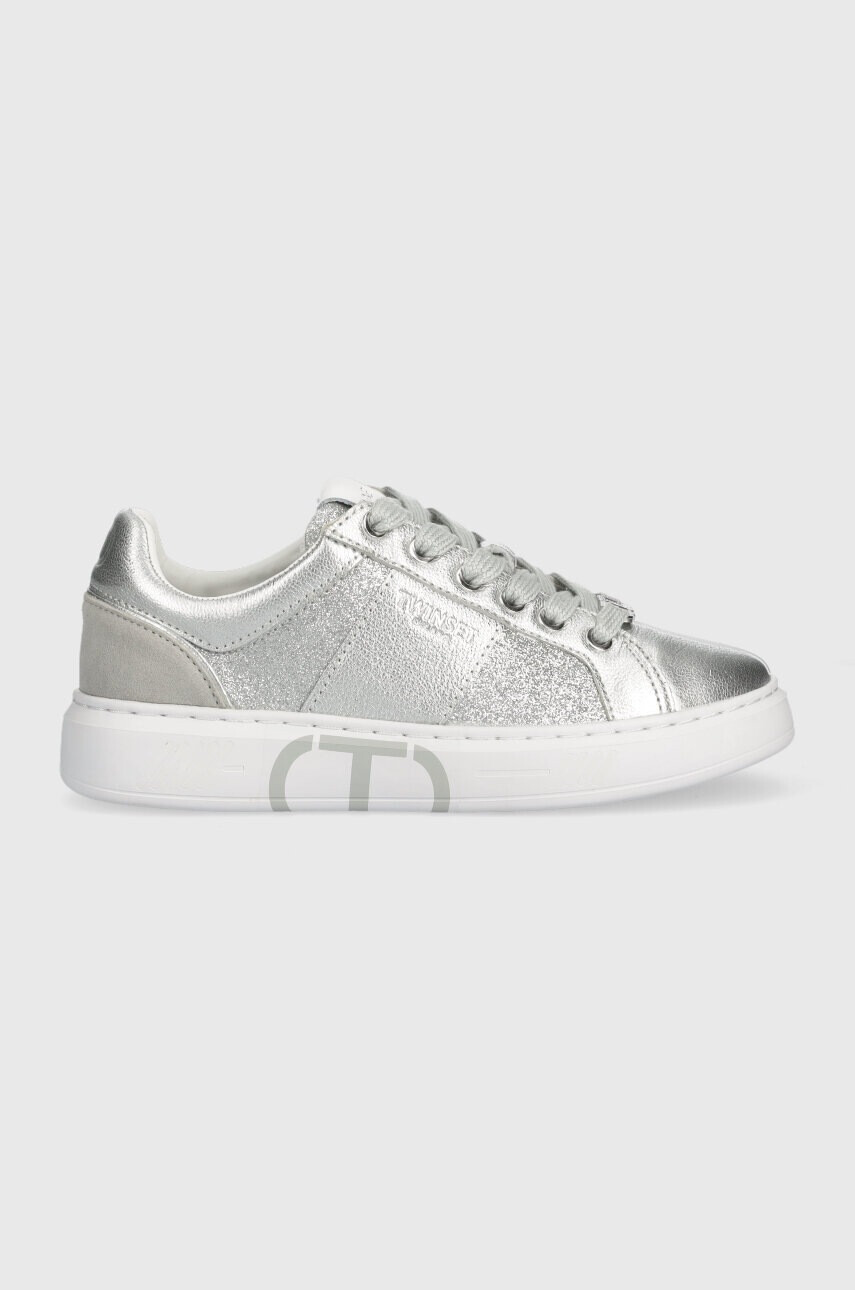 Twinset Кожени маратонки в сребристо 231TCP072 - Pepit.bg