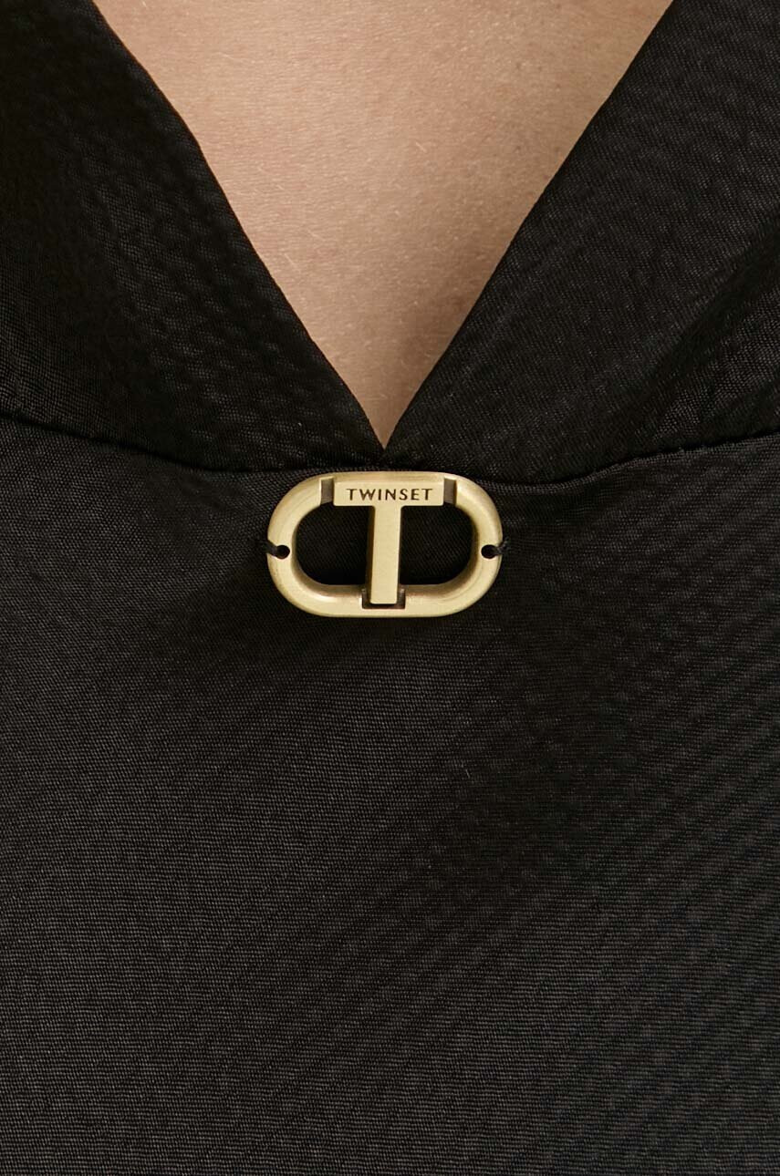 Twinset Рокля в черно дълъг модел разкроен модел - Pepit.bg