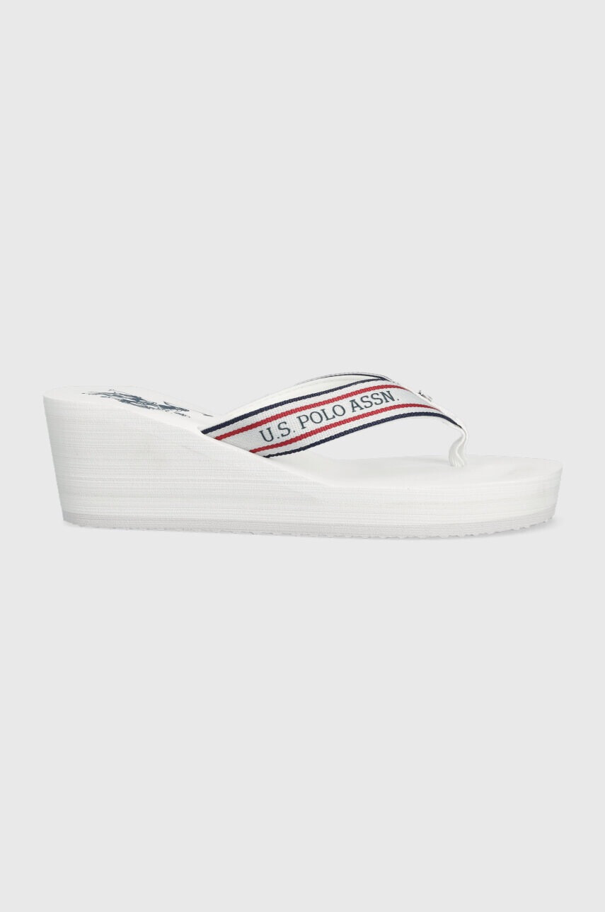 U.S. Polo Assn. Джапанки CHANY в бяло със скосена платформа CHANY003D - Pepit.bg