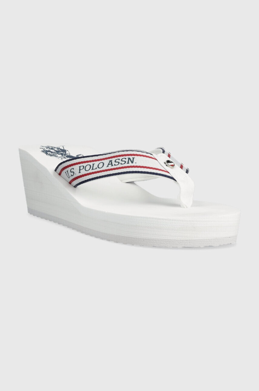 U.S. Polo Assn. Джапанки CHANY в бяло със скосена платформа CHANY003D - Pepit.bg